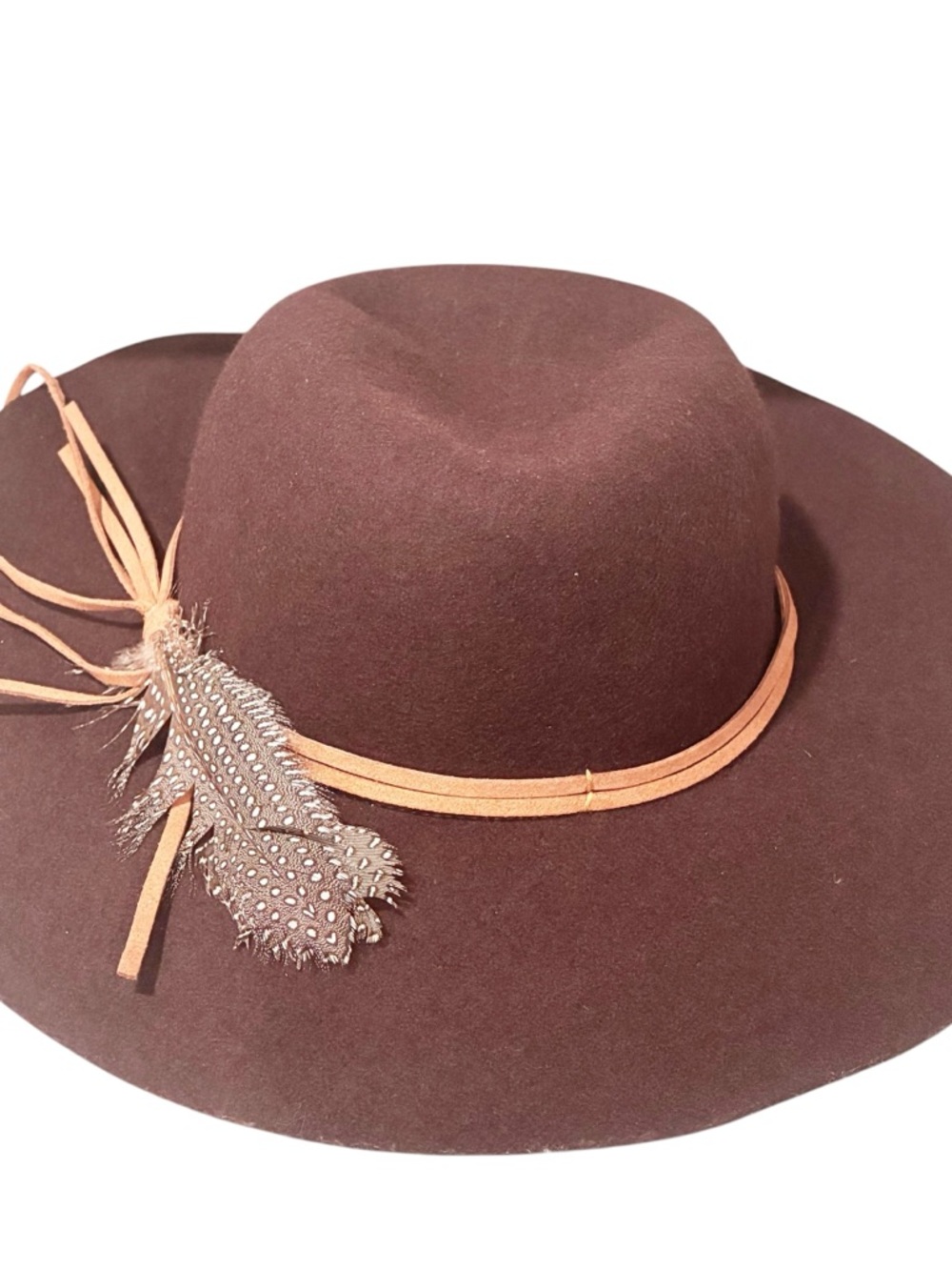 Feathered Wool Floopy Hat Dark Brown